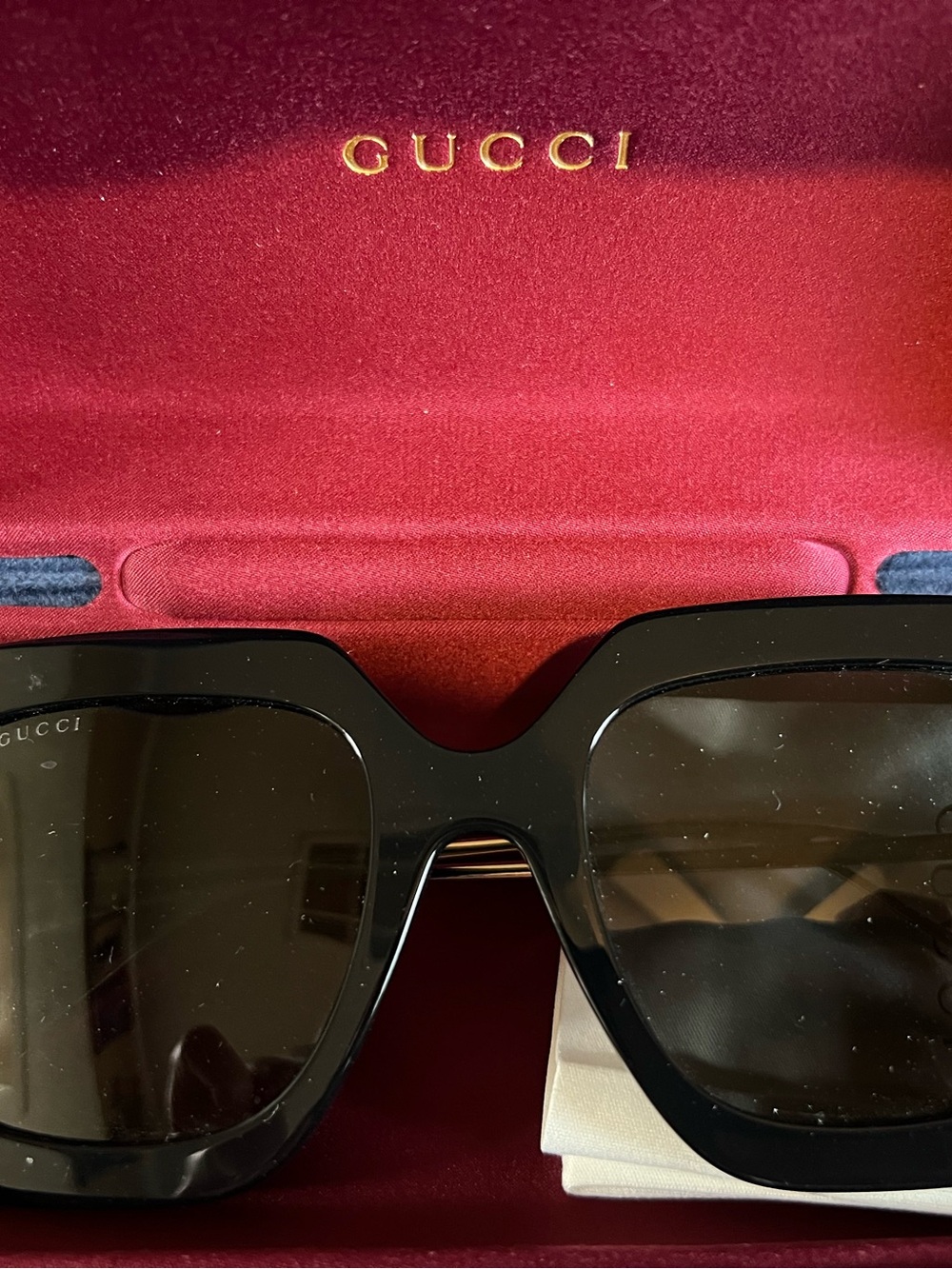 Gucci Black Oversized Square Sunglasses with Dark Lenses